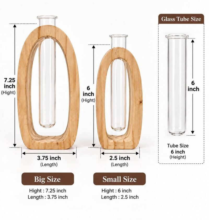 Pine wood plant holder set dimensions 7.25 inch and 6 inch