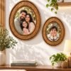 Walnut brown wooden photo frames set of 2