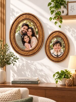Walnut brown wooden photo frames set of 2